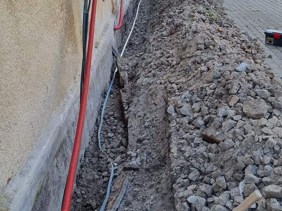 Mimosé kopání podél zdi